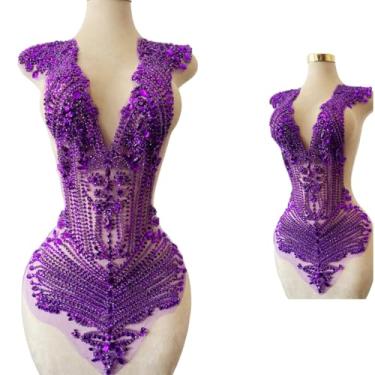 Imagem de Aplique de corpete de contas feitas à mão com design grande em malha costurada em strass lantejoulas remendos radiantes para festa de casamento, vestido de noite, acessórios faça você mesmo, 78 x 30