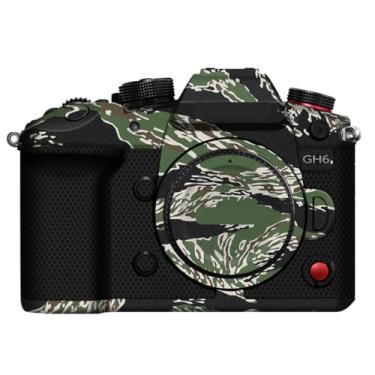 Imagem de GH6 Adesivo de capa de câmera anti-arranhões para Panasonic Lumix GH6 protetor de película de vinil decoração protetora da pele (camuflagem listrada de tigre)