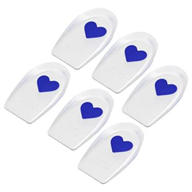 Imagem de 6 peças de almofadas de silicone para suporte de calcanhar, almofada de silicone, palmilha ortopédica, almofadas de calcanhar, padrão de amor, azul, tamanho 33-39