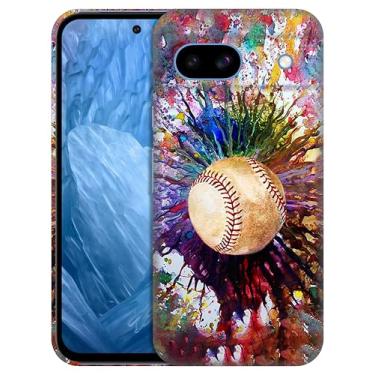 Imagem de GlamCase Capa para Google Pixel 8A 5G, Google Pixel 8A - Design de beisebol colorido vintage impresso fino e elegante plástico rígido encaixe rígido capa protetora para celular traseira para Pixel 8A