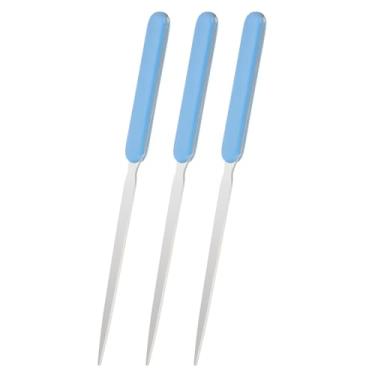 Imagem de Generic Abridor de cartas, 3 peças de aço inoxidável, cabo leve, abridor de envelopes, abridor de correspondência, cortador de letras para escritório, casa, caixa aberta, azul