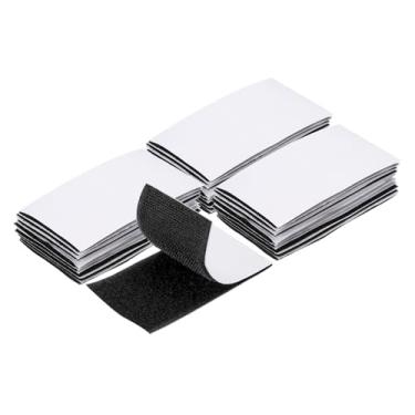 Imagem de Generic 24 conjuntos de tiras de gancho e laço com adesivo 5 x 10 cm fita dupla face gancho e laço de nylon autoadesivo para carro de escritório em casa, preto