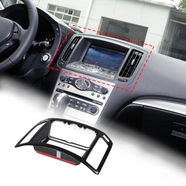 Imagem de Painel central de navegação GPS botão de ajuste de tela A/C saída de ar painel moldura acessórios interiores acabamento compatível com Infiniti G25 G37 2007-2013 (estilo preto piano)