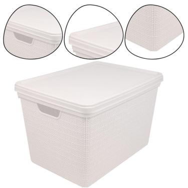 Imagem de Caixa Organizadora Juta 22 Litros Com Tampa Jaguar Cor Bege