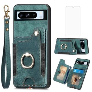 Imagem de Asuwish Capa de celular para Google Pixel 8 Pro 5G com protetor de tela de vidro temperado alça de pulso cordão RFID suporte de cartão de crédito anel suporte Pixel8Pro Pixel8 XL Eight 8Pro Mulheres