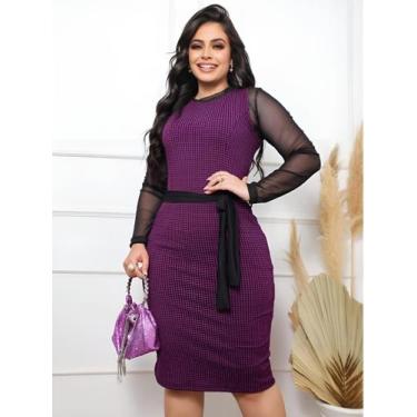 Imagem de Vestido Elegante Midi Alfaiataria Liso Festa Convidada Evangélica - Fa