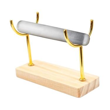 Imagem de UGPLM Organizador de suporte para pulseira de selenita, colar com base de madeira, relógios, joias, suporte de exposição para loja, mulheres, cômoda para, Altura Dourada 10cm