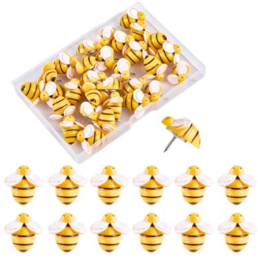 Imagem de SUNNYCLUE 1 caixa, 30 peças, alfinetes de abelhas, tachinhas de abelha a granel de resina fofa engraçada, placa de cortiça de inseto, prendedor de aderência, alfinetes decorativos para quadro de