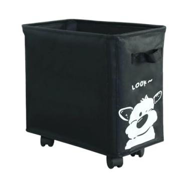 Imagem de MotiveTech Carrinho utilitário para usar embaixo da mesa, cesto de roupa suja com rodízios para banheiro, Preto