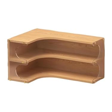 Imagem de IEUDNS Prateleira de canto com dois níveis, organizador de xícaras para, ideal para cozinha e apartamento, Cor de Madeira