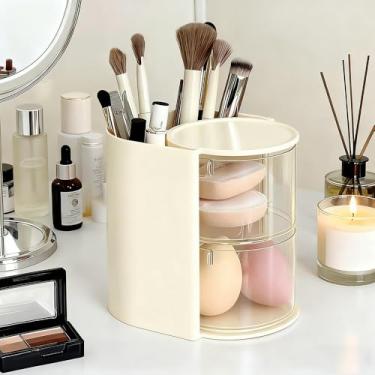 Imagem de Organizador de maquiagem para cuidados com a pele – estojos de cosméticos, organizadores de cuidados com a pele para bancada de banheiro, mesa de quarto, organizador de batom, branco