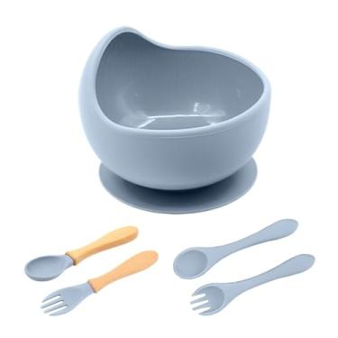 Imagem de Tigela, Talheres Silicone Life Alimentação Criança/Bebê Azul, Conforto, Segurança e Praticidade para as Refeições do Bebê