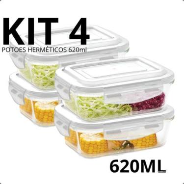 Imagem de Marmita de Vidro 620ml Potes Hermético KIT 10, 8, 6, 5, 4, 3, 2 e 1 Un