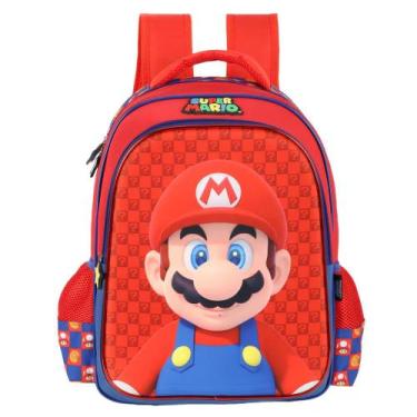 Imagem de Mochila De Costas Escolar Super Mário 64 Nintendo Aveludado - Luxcel, 