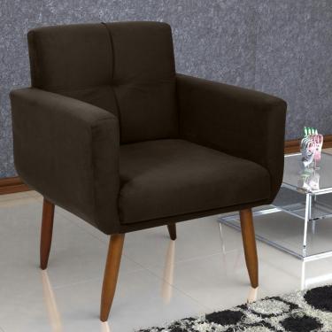 Imagem de Poltrona Decorativa Para Sala Lages Suede Marrom