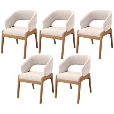 Imagem de Kit 05 Cadeiras De Jantar E Estar Living Estofada Lince L02 Suede Bege - Lyam Decor
