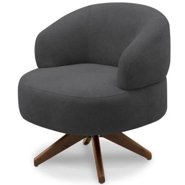 Imagem de Poltrona Decorativa Giratória Sala De Estar Living Seven F04 Bouclê Grafite - Lyam Decor
