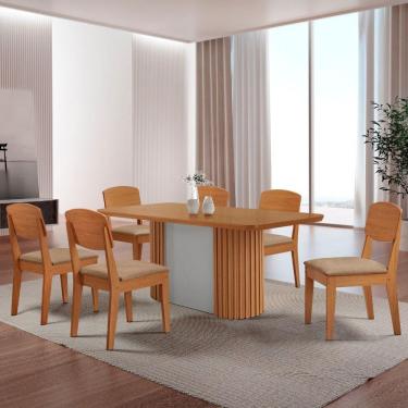 Imagem de Mesa De Jantar Aspen Cooper 180cm Tampo Mdf Laminado Turim 07/naturale /off White