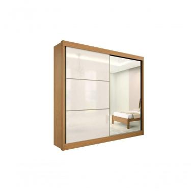 Imagem de Guarda Roupa Titanium 2 Portas 6 Gavetas Com Espelho Com Pés D' Doro Cinamomo/off White