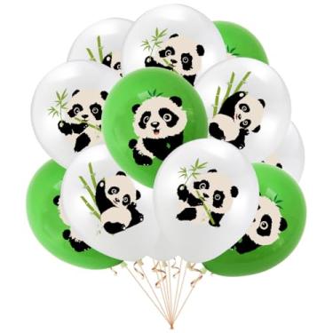 Imagem de 9 balões de bambu panda 30,5 cm grandes ursos pequenos de látex com decoração de festa de árvore de bambu balão impresso preto branco verde adereços de foto para aniversário, celebração, evento