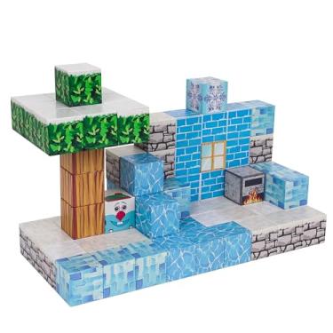 Imagem de TOCCOOL Conjunto de blocos de montar de pixel magnético, kit de montagem de parede de neve e gelo, decoração de cena e exibição de mesa (edição de neve)