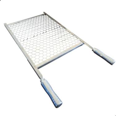 Imagem de Grelha Para Churrasco Em Aço Inox 35x48cm Tela Moeda Cabo Alumínio - P