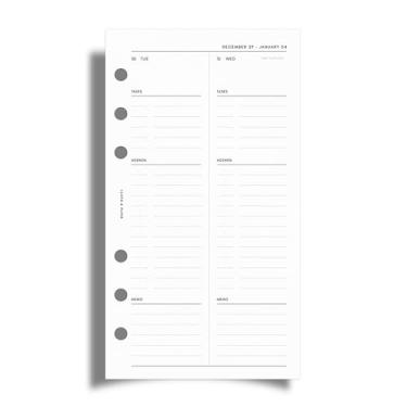 Imagem de Cloth & Paper Inserções para agenda diária 2026 – início de segunda-feira | Tamanho pessoal 9 x 16 cm | Recargas de agenda minimalista | 2 dias por página | 6 refis de agenda de anéis para