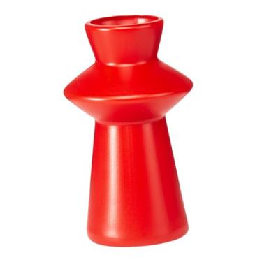 Imagem de KiBcsLic Vaso de flores secas, arranjo moderno para mesa, ornamento decorativo para escrivaninha, cabeceira, escritório, prateleira, presente de boas-vindas, Vermelho