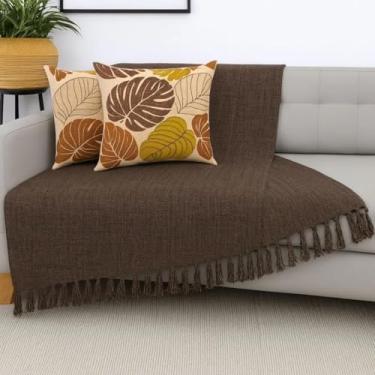 Imagem de Manta Macia para Sofá Grande Algodão Colorida (Marrom, 2,40x1,70 m)