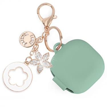 Imagem de VISOOM Capa de silicone compatível com Samsung Galaxy Buds 2 Pro/Buds Live / Buds Pro-2022 Estojo de transporte macio protetor sem fio acessórios de pele chaveiro para mulheres e meninas