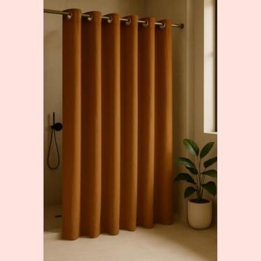 Imagem de Cortina Para Box de Banheiro em PVC Impermeável e Antimofo - 1,38 x 2m Avelã