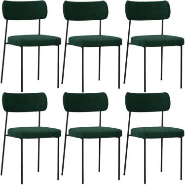Imagem de Kit 06 Cadeiras Estofadas Para Sala De Jantar Bouclê Verde