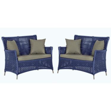 Imagem de 2 Sofás área Externa Igapó Alumínio Fendi Corda Náutica E8 Azul