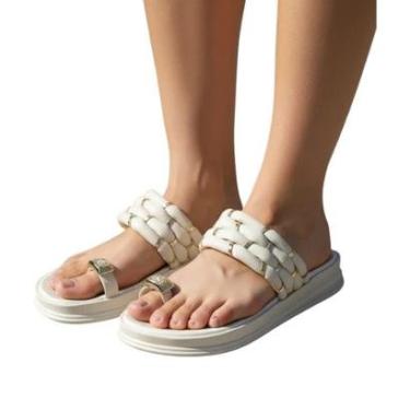 Imagem de Sandália Feminina Flat Papete Toe Rings Confortável Moleca 5556111-Feminino