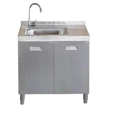 Imagem de TRGCJGH Pia utilitária com armário de penteadeira, lavatório de aço inoxidável para garagem, porão, loja e lavanderia (60 x 55 x 84,5 cm/23,6 x 21,6 x 33,5 cm, dreno direito)