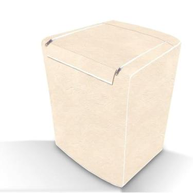 Imagem de Capa para Máquina de Lavar Roupas com Zíper, Abertura Superior, Cor Bege, Tamanho M, Proteção Impermeável