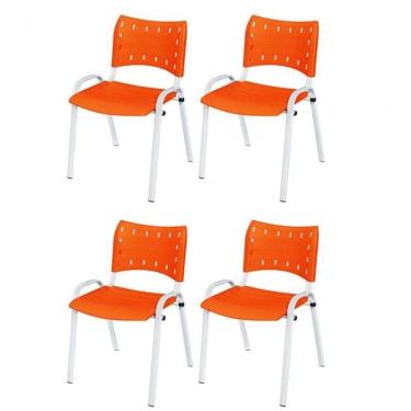 Imagem de Cadeira Iso Base Branco , Escritório Laranja Kit 4 Un