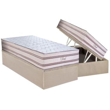 Imagem de Conjunto Box Baú Solteiro: Colchão Molas Paropas Ensacadas Soul + Base Crc Suede Clean (88x188)