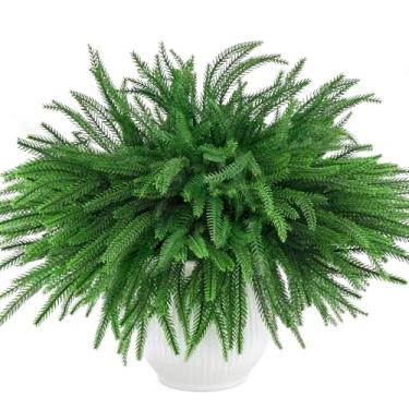 Imagem de MEMOVAN Ramos de pinheiro norfolk natalino, 45,7 cm, haste de pinheiro verde artificial, toque real, caule de pinheiro de cedro sintético, palitos de pinheiros, sprays para vasos, flores, guirlandas