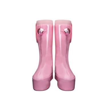 Imagem de Sapatos de cosplay Nami para adultos, fantasia da Ilha Egghead DOM, botas rasteiras, botas de cano médio, vestido de Halloween, rosa, US 9（10''/EU40)
