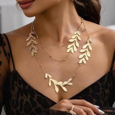 Imagem de Colar longo dourado para mulheres, vintage, folha boho, moderno, 2025, presentes de amizade para mulheres, presentes de Natal, joias