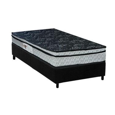 Imagem de Conjunto Box Solteiro: Colchão Espuma Paropas D28 Conforto Firme + Base Crc Suede Black (88x188)