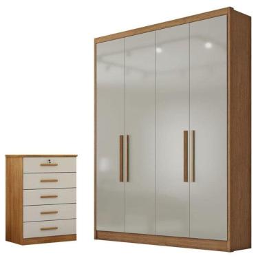 Imagem de Guarda Roupa Solteiro Sevilha E Gaveteiro Suiça Com Chave Cumaru 25 Fendi - Horizonte