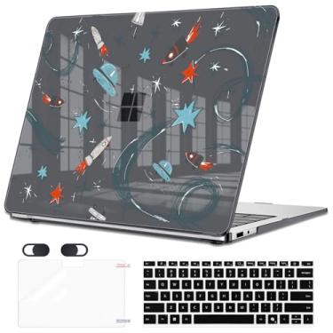 Imagem de Seanai Adequado para laptop Microsoft Surface 2095 13 polegadas, capa sensível ao toque 2025 Windows 11 Copilot, capa rígida de plástico com padrão interessante, capa de teclado e protetor de tela