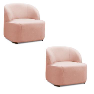 Imagem de Poltrona Decorativa Orgânica Kit 2 Diully Bouclê E03 - D'rossi Cor Rose