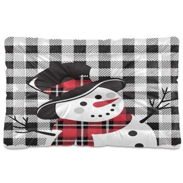 Imagem de ATTX Cama para cães e gatos com padrões de boneco de neve de Natal - Cama retangular ultra macia e confortável para animais de estimação para cães e gatos pequenos, 61 x 45 cm (389)