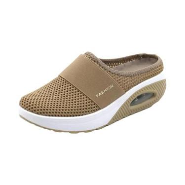 Imagem de Sandálias Femininas Respiráveis De Malha Slip-On Para Caminhada Com Su