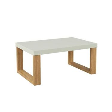 Imagem de Mesa de Centro Retangular Lanes 100% MDF Off White e Freijó 67 cm - Mo