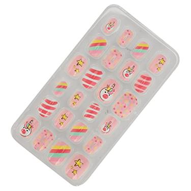 Imagem de Cryfokt Unhas Falsas Artificiais de Cobertura Completa Com Estampa de Desenho Animado Infantil para Faça você Mesmo Em Casa, 24 Peças de Unhas Falsas Curtas para Meninas, Cola Em (03)