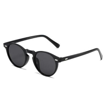 Imagem de Óculos de Sol Rivets Masculino Pequeno Redondo Estilo Punk com Lentes Transparentes Gradientes UV400 para Esportes ao Ar Livre, Corrida e Ciclismo, Preto e Cinza